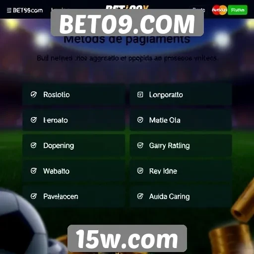 Métodos de pagamento disponíveis no BET09.COM